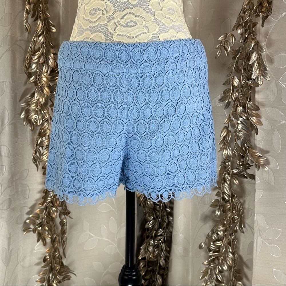 Loft Women’s Size 6 Blue Crochet Scallop Cottagecore Coquette Shorts - Picture 9 of 9